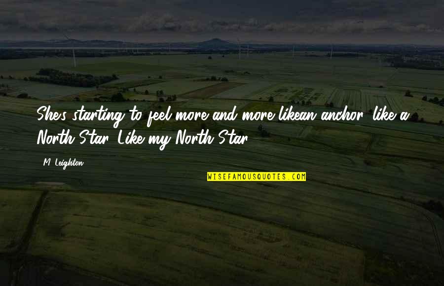 Leighton's Quotes By M. Leighton: She's starting to feel more and more likean