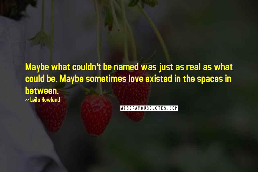 Leila Howland quotes: Maybe what couldn't be named was just as real as what could be. Maybe sometimes love existed in the spaces in between.