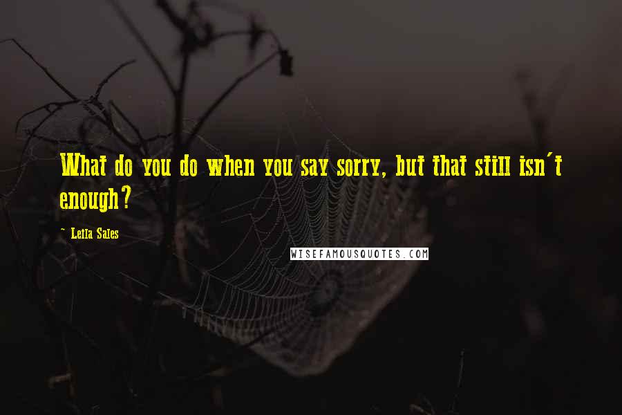 Leila Sales quotes: What do you do when you say sorry, but that still isn't enough?