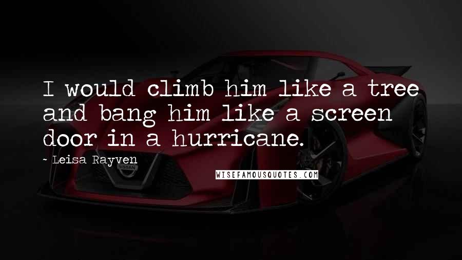 Leisa Rayven quotes: I would climb him like a tree and bang him like a screen door in a hurricane.