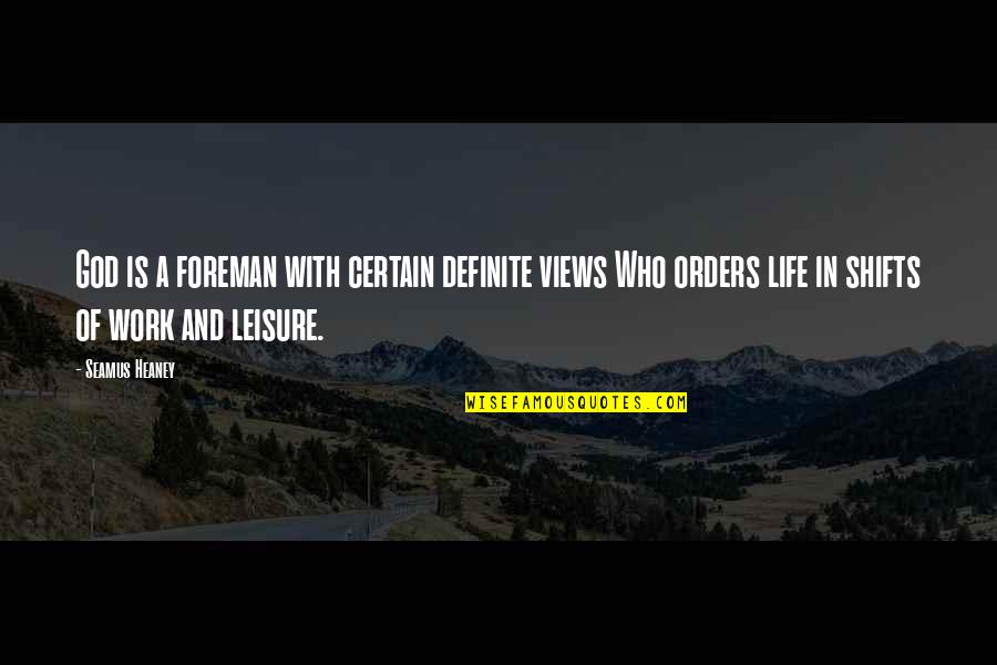 Leisure And Life Quotes By Seamus Heaney: God is a foreman with certain definite views