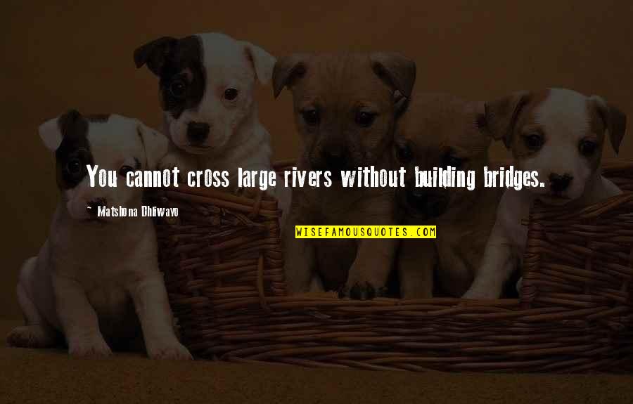 Leitersburg Cinemas Quotes By Matshona Dhliwayo: You cannot cross large rivers without building bridges.