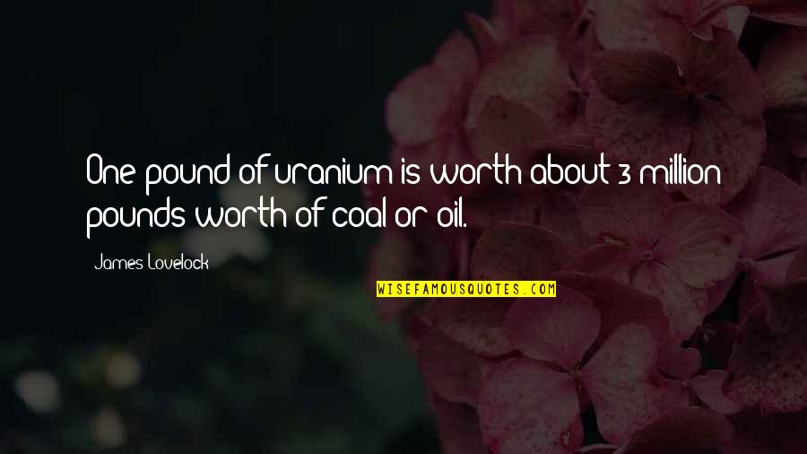 Lejman Elisabeth Quotes By James Lovelock: One pound of uranium is worth about 3