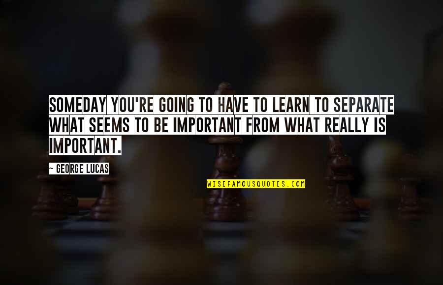 Lektion Led Quotes By George Lucas: Someday you're going to have to learn to Lektion Led Quotes By George Lucas: Someday you're going to have to learn to
