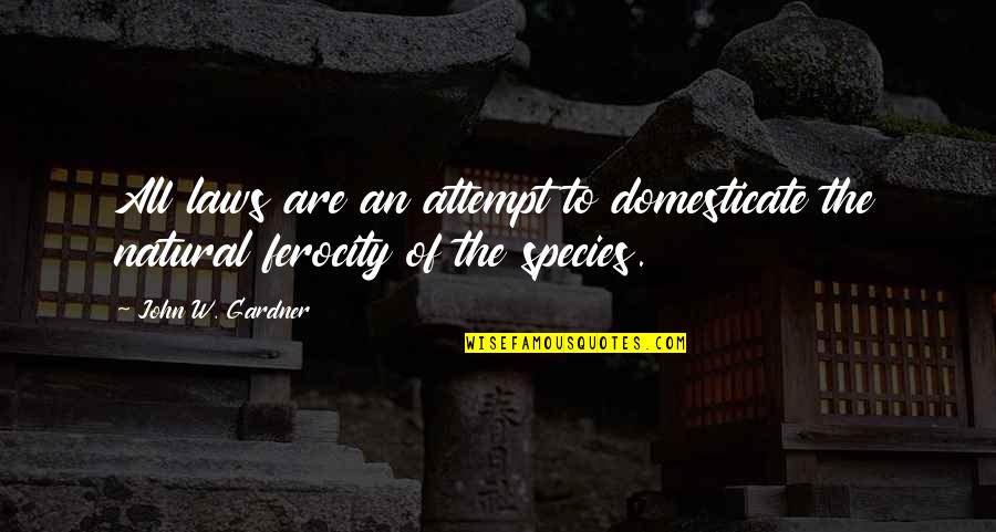 Lektury Klasa Quotes By John W. Gardner: All laws are an attempt to domesticate the