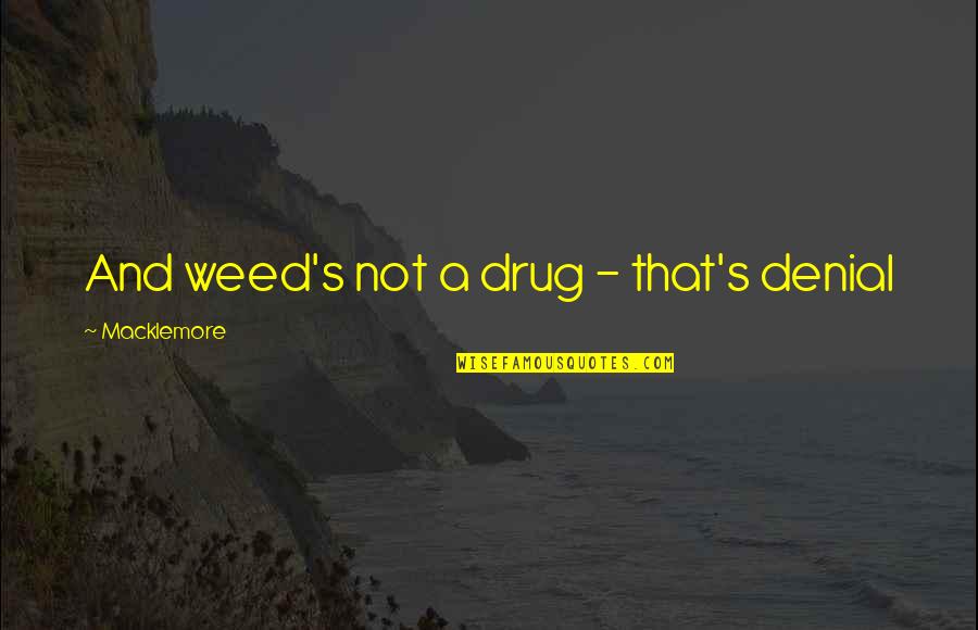 Lella Gandini Quotes By Macklemore: And weed's not a drug - that's denial