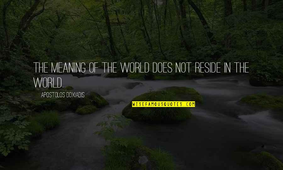 Lelund Thompson Quotes By Apostolos Doxiadis: The meaning of the world does not reside Lelund Thompson Quotes By Apostolos Doxiadis: The meaning of the world does not reside