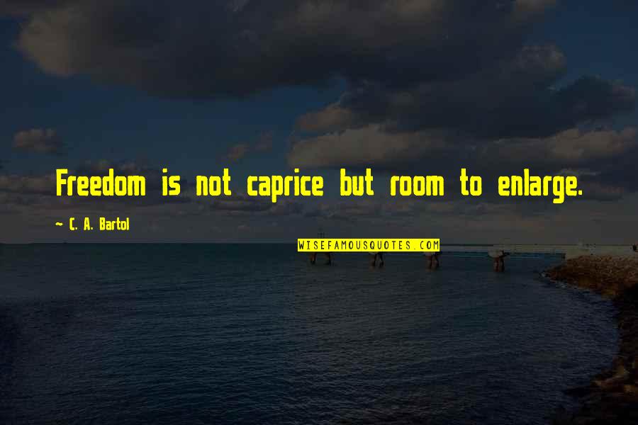 Lemeki Duidomo Quotes By C. A. Bartol: Freedom is not caprice but room to enlarge. Lemeki Duidomo Quotes By C. A. Bartol: Freedom is not caprice but room to enlarge.