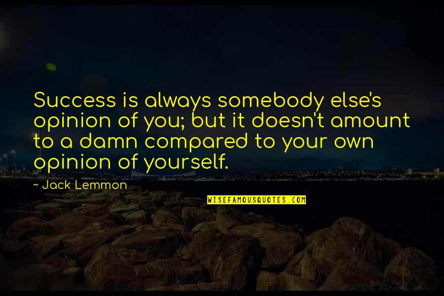 Lemmon Quotes By Jack Lemmon: Success is always somebody else's opinion of you;