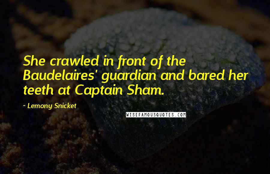 Lemony Snicket quotes: She crawled in front of the Baudelaires' guardian and bared her teeth at Captain Sham.