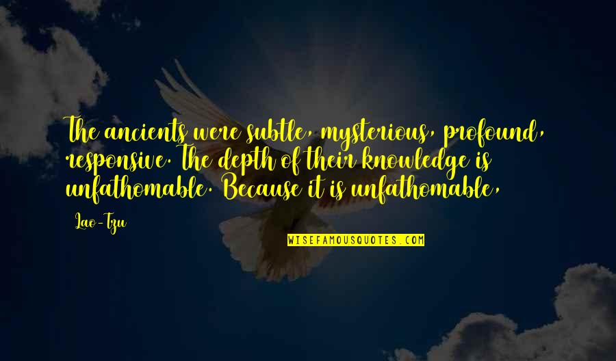 Lenette Blanco Quotes By Lao-Tzu: The ancients were subtle, mysterious, profound, responsive. The Lenette Blanco Quotes By Lao-Tzu: The ancients were subtle, mysterious, profound, responsive. The