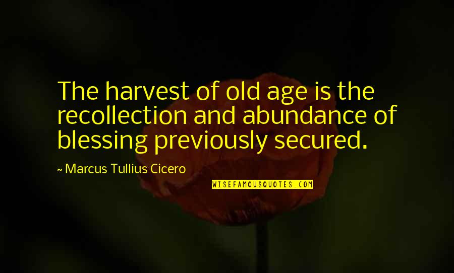 Lengacher Man Quotes By Marcus Tullius Cicero: The harvest of old age is the recollection