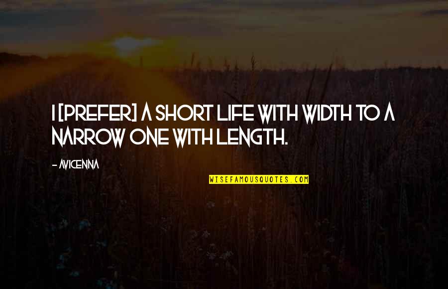 Length Quotes By Avicenna: I [prefer] a short life with width to