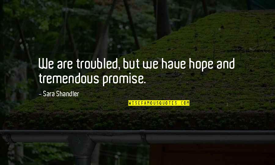 Lenhart Quotes By Sara Shandler: We are troubled, but we have hope and Lenhart Quotes By Sara Shandler: We are troubled, but we have hope and