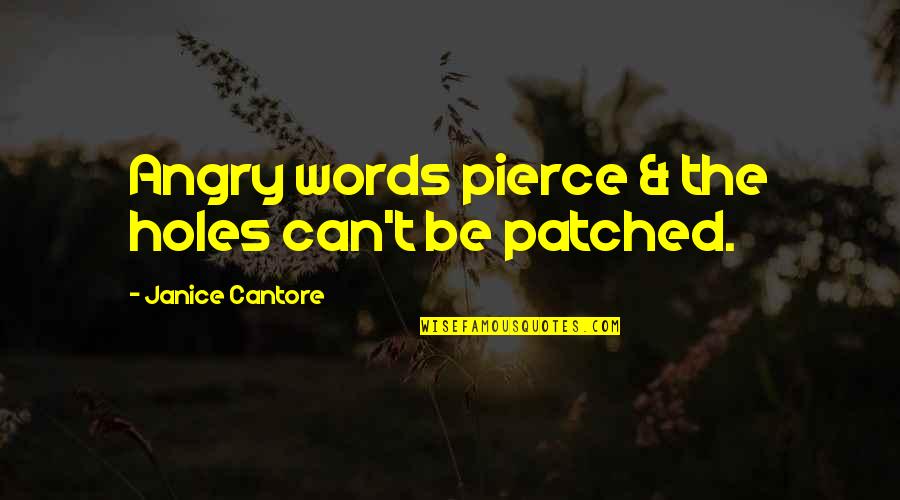 Lenkt Jumble Quotes By Janice Cantore: Angry words pierce & the holes can't be Lenkt Jumble Quotes By Janice Cantore: Angry words pierce & the holes can't be