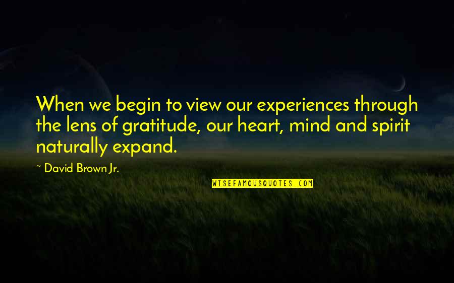 Lens Quotes By David Brown Jr.: When we begin to view our experiences through