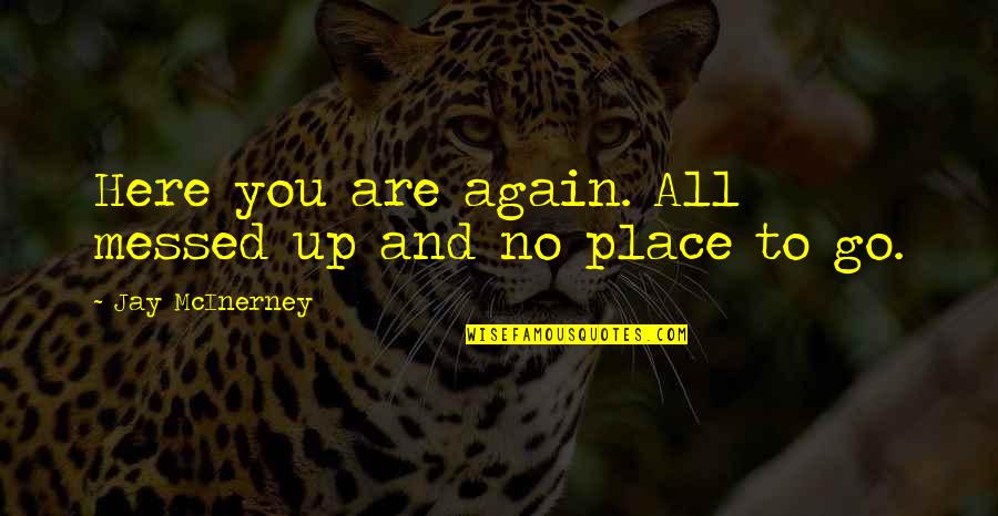 Lens Upside Down Quotes By Jay McInerney: Here you are again. All messed up and Lens Upside Down Quotes By Jay McInerney: Here you are again. All messed up and