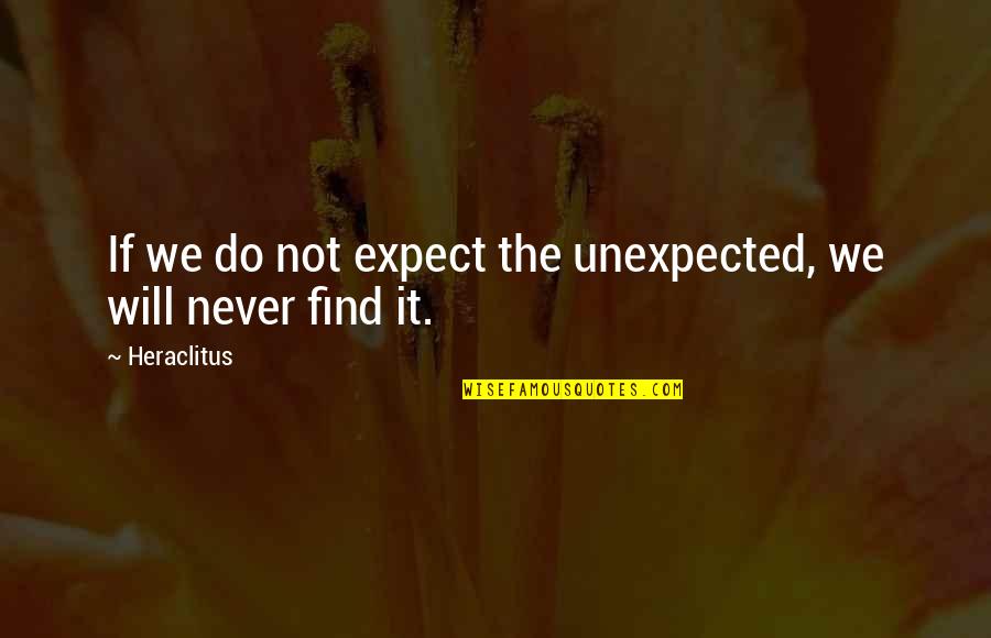 Lensemble Q Maths Quotes By Heraclitus: If we do not expect the unexpected, we