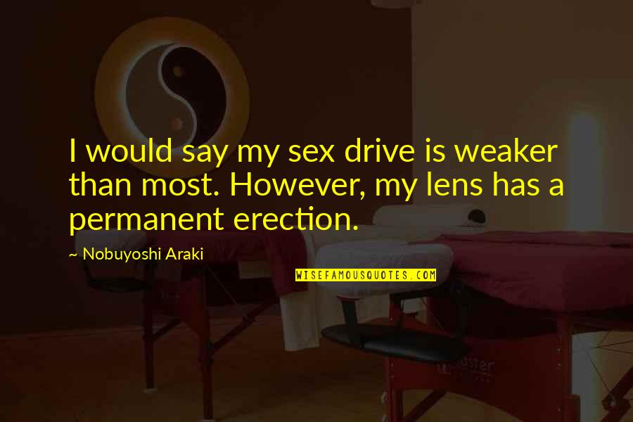 Lenses Quotes By Nobuyoshi Araki: I would say my sex drive is weaker