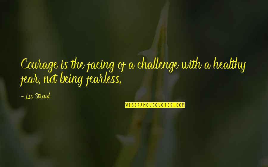 Lenski Commentary Quotes By Les Stroud: Courage is the facing of a challenge with