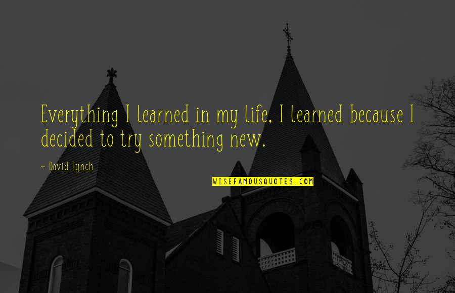 Lent And Easter Quotes By David Lynch: Everything I learned in my life, I learned