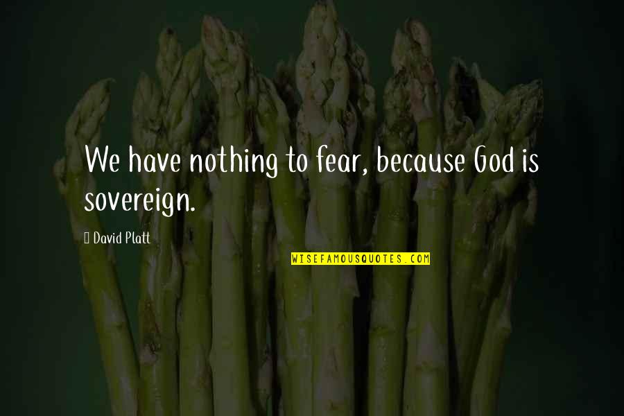 Lenzin Quotes By David Platt: We have nothing to fear, because God is Lenzin Quotes By David Platt: We have nothing to fear, because God is