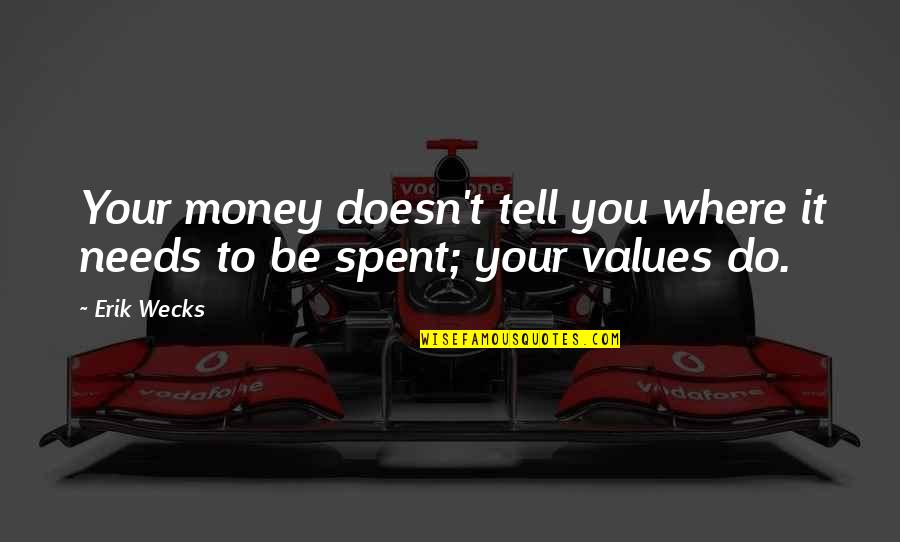 Lenzmeier Construction Quotes By Erik Wecks: Your money doesn't tell you where it needs