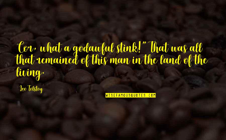 Leo Man Quotes By Leo Tolstoy: Cor, what a godawful stink!" That was all Leo Man Quotes By Leo Tolstoy: Cor, what a godawful stink!" That was all