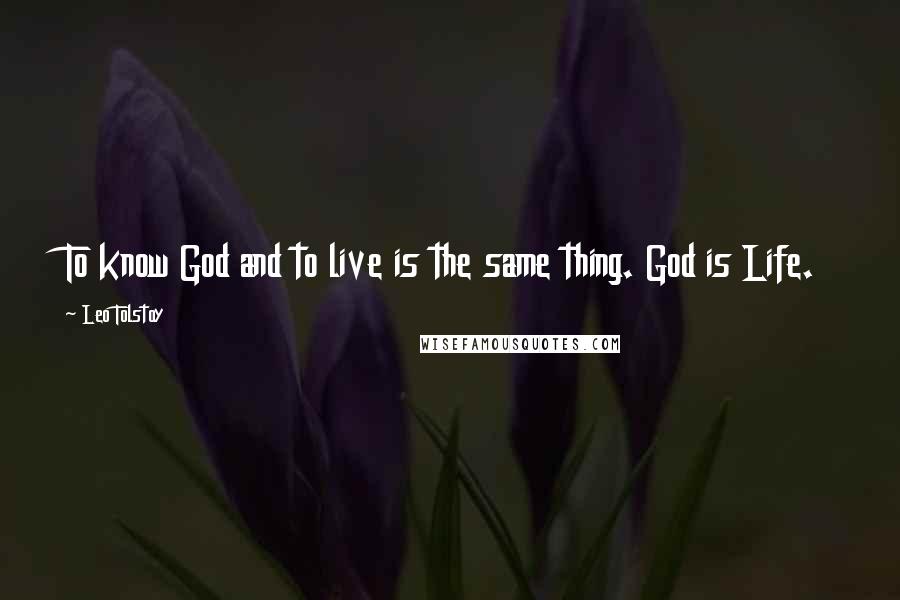 Leo Tolstoy quotes: To know God and to live is the same thing. God is Life.