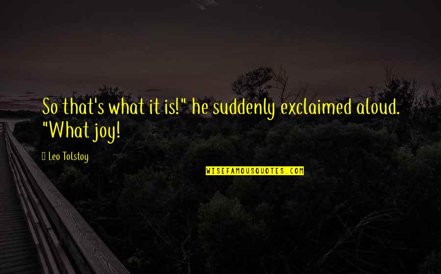 Leo Tolstoy Quotes By Leo Tolstoy: So that's what it is!" he suddenly exclaimed