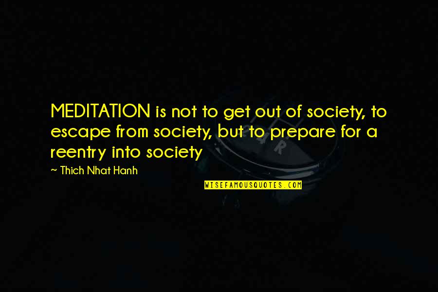 Leofwine Of Normandy Quotes By Thich Nhat Hanh: MEDITATION is not to get out of society,