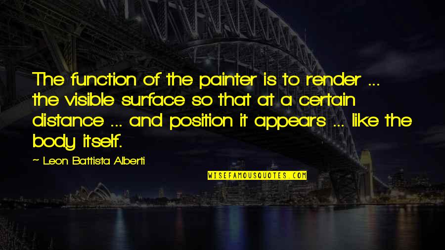 Leon Battista Alberti Quotes By Leon Battista Alberti: The function of the painter is to render Leon Battista Alberti Quotes By Leon Battista Alberti: The function of the painter is to render