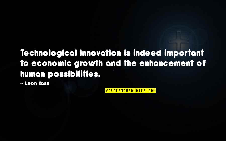 Leon Kass Quotes By Leon Kass: Technological innovation is indeed important to economic growth