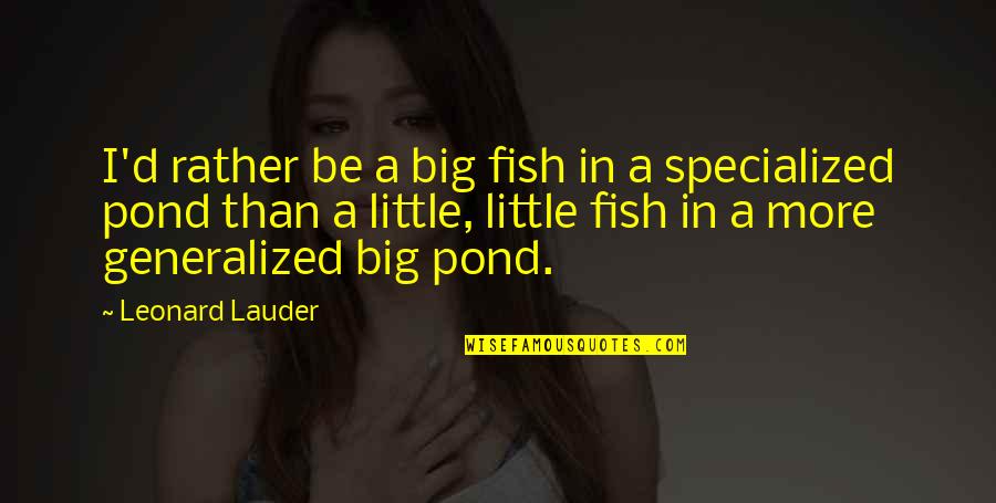 Leonard Lauder Quotes By Leonard Lauder: I'd rather be a big fish in a Leonard Lauder Quotes By Leonard Lauder: I'd rather be a big fish in a