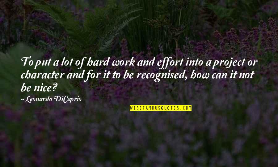Leonardo Dicaprio Quotes By Leonardo DiCaprio: To put a lot of hard work and Leonardo Dicaprio Quotes By Leonardo DiCaprio: To put a lot of hard work and