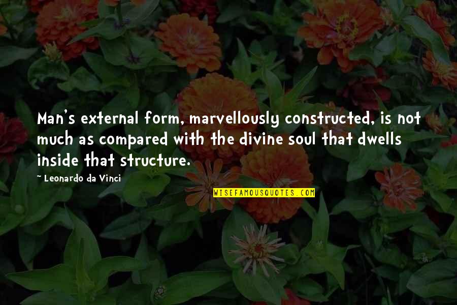 Leonardo's Quotes By Leonardo Da Vinci: Man's external form, marvellously constructed, is not much