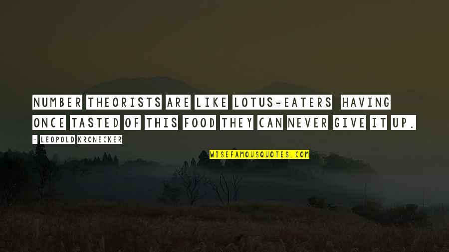 Leopold Kronecker Quotes By Leopold Kronecker: Number theorists are like lotus-eaters having once tasted