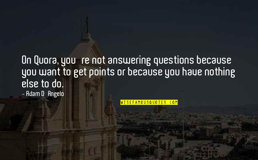 Leosha Monet Quotes By Adam D'Angelo: On Quora, you're not answering questions because you Leosha Monet Quotes By Adam D'Angelo: On Quora, you're not answering questions because you
