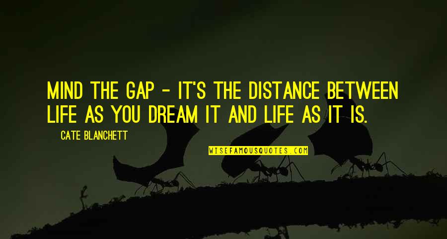 Leptons Cartoon Quotes By Cate Blanchett: Mind the gap - it's the distance between