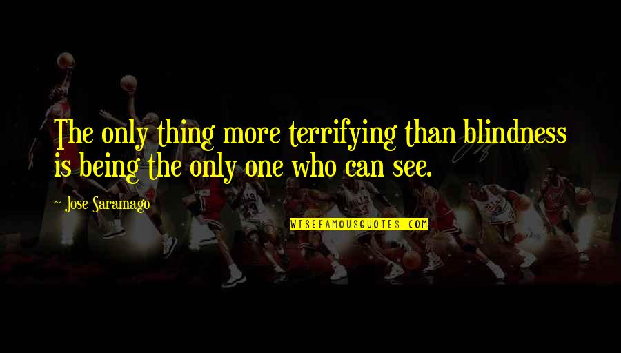 Lerins Remeliik Quotes By Jose Saramago: The only thing more terrifying than blindness is