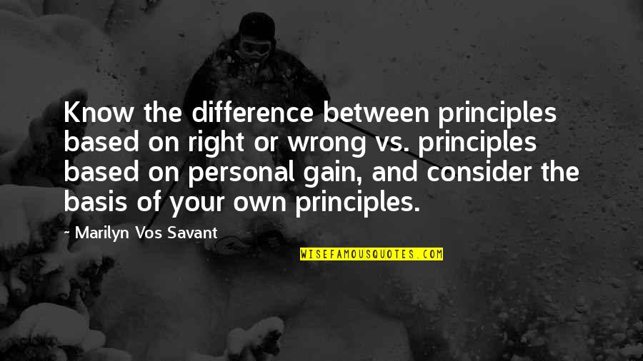 Lernout Elite Quotes By Marilyn Vos Savant: Know the difference between principles based on right