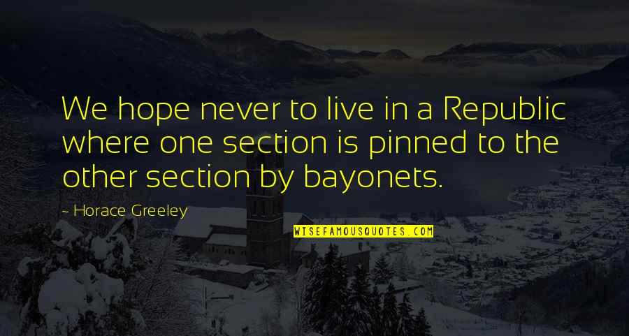 Lertora Williams Quotes By Horace Greeley: We hope never to live in a Republic Lertora Williams Quotes By Horace Greeley: We hope never to live in a Republic
