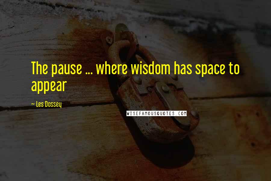 Les Dossey quotes: The pause ... where wisdom has space to appear