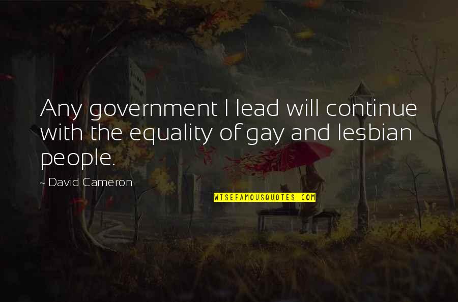 Lesbian Quotes By David Cameron: Any government I lead will continue with the