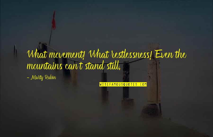 Leshner Towels Quotes By Marty Rubin: What movement! What restlessness! Even the mountains can't