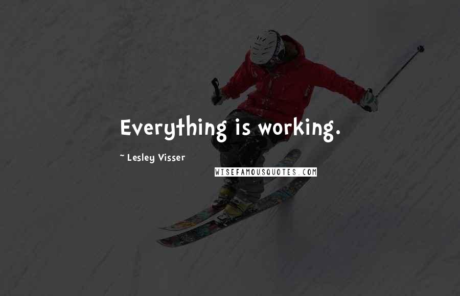 Lesley Visser quotes: Everything is working.