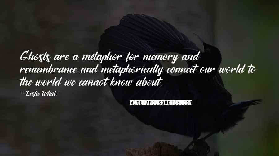 Leslie What quotes: Ghosts are a metaphor for memory and remembrance and metaphorically connect our world to the world we cannot know about.
