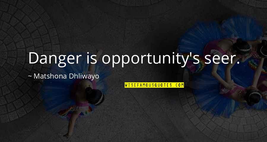 Leslye Gale Quotes By Matshona Dhliwayo: Danger is opportunity's seer. Leslye Gale Quotes By Matshona Dhliwayo: Danger is opportunity's seer.