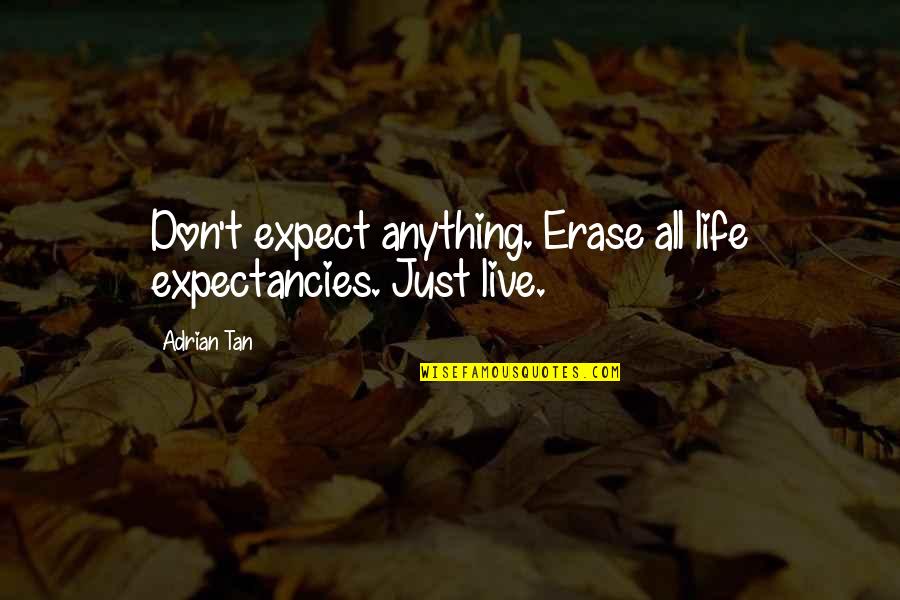 Lesnick Optical Quotes By Adrian Tan: Don't expect anything. Erase all life expectancies. Just