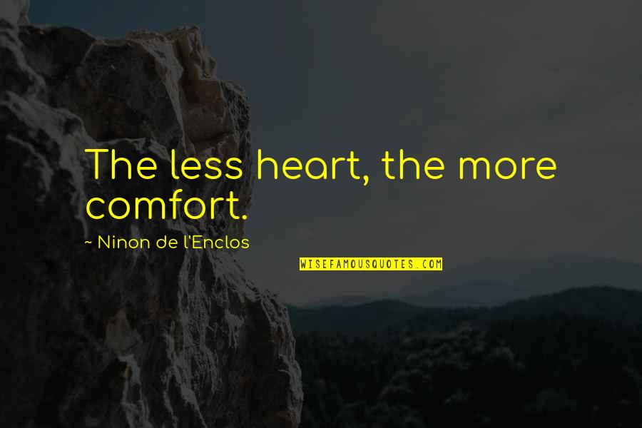 L'esprit De L'escalier Quotes By Ninon De L'Enclos: The less heart, the more comfort. L'esprit De L'escalier Quotes By Ninon De L'Enclos: The less heart, the more comfort.